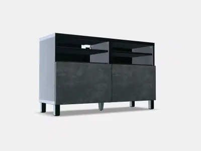 BESTA TV bench with doors 12 Low-poly 3D model
