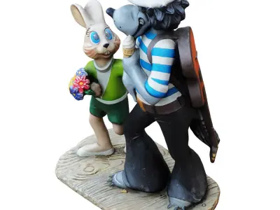 Sculpture of the characters Wolf and the Hare 3D model