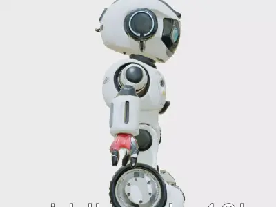 Stylish Toy Robot Assistant with Neon Indicators Low-poly 3D model