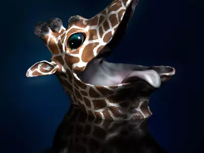 Giraffe with Tongue STL 3D Print Model  3D print model