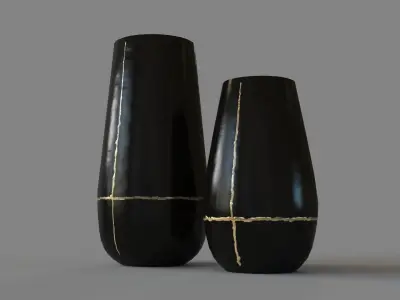 Liva Vases Set Of 2 Distressed Brown 3D model