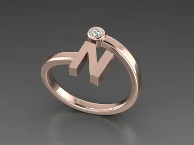 Jewelry Alphabet Ring N 3D print model
