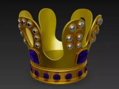 Golden Crown with Emerald Gems 3D model