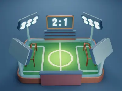 Football Soccer Field Low Poly Low-poly 3D model