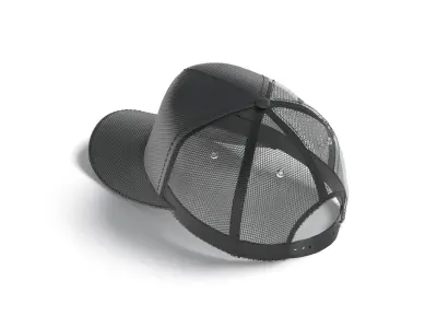 Black Trucker Hat - sport mesh baseball cap 3D model