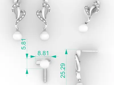 5mm Pearl Drop Earrings 3D print model
