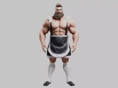 Muscular Fantasy Warrior 3D Model Low-poly 3D model