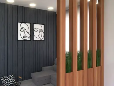 Room Divider with Potted Plants 3D model