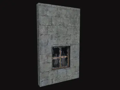 Medieval Stone Window Wall V01 Low-poly 3D model