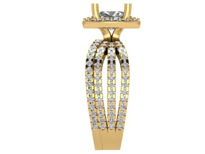 Pointed solitaire with oval halo 3D print model