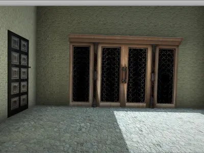 Doors 2 different and windows for sims Low-poly 3D model