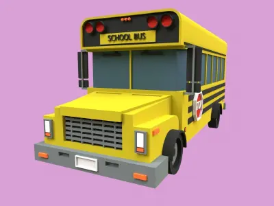 Lowpoly School Bus Low-poly 3D model
