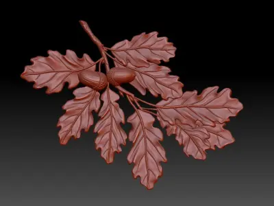 Oak branch 3D print model