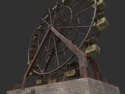 Abandoned Ferris Wheel PBR Low-poly 3D model