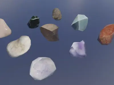 Collection of decorative stones Unity Asset Free low-poly 3D model