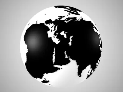 Solid Color Black White Globe 3D model