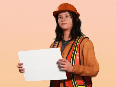 Realistic Female Laborer 3D Model for Construction Projects Low-poly 3D model