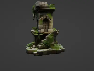 Ancient Crumbling Watchtower Ruin 3D model