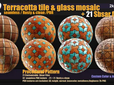 Terracotta tiles and glass mosaics Texture