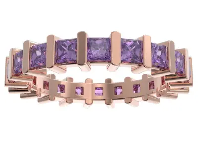 Princess cut full eternity ring  style 5 3D print model