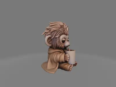 Tired Monkey in Pajamas Mini Coffee Statue 3D print model