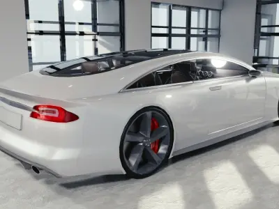 BLENDER EEVEE Brandless Extended Wheelbase 2 door coupe Low-poly 3D model