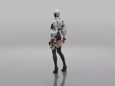  Female Cyberpunk Character Faceless Free low-poly 3D model