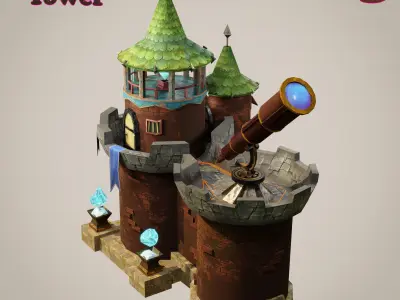 Low-poly Fantasy Towers Low-poly 3D model