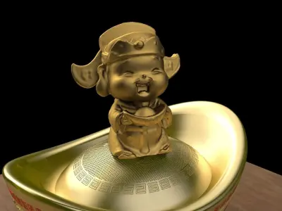 Chinese gold Ingot  3D model get