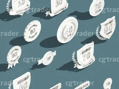 Low Poly Anniversary Medal Isometric Icon Low-poly 3D model