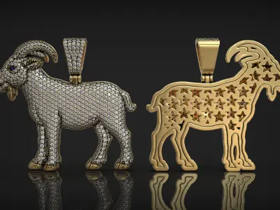 Iced Out Luxury Goat Hip Hop Diamond Star Pendant 3D print model