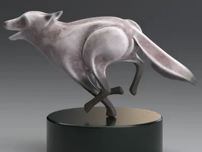 Twilight fox sculpture printable 3D model 3D print model