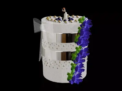 Dessert love story blueberry  fruit wedding cake 3D model