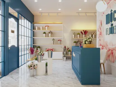 Flower shop MOC Low-poly 3D model