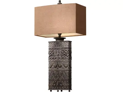 Oriental Tall Bronze Metal Nightstand bedside Table Lamp 3D model