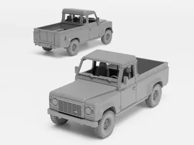 Land Rover Defender 110 Pickup - H0 scale car model kit 3D print model