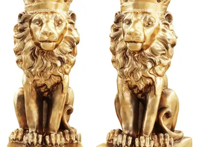 Lion with a crown on his head 3D model