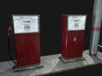 classic gas pump station Low-poly 3D model