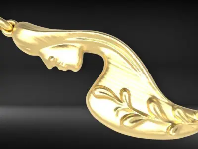Elegance Lady Girl Woman Face Pendant Jewelry 3D print model
