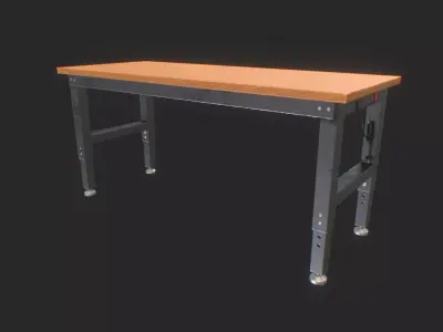 Workshop Table 3D Model - Game-Ready Low-poly 3D model