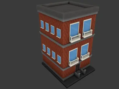 Cartoon Stylized Building Low-poly 3D model