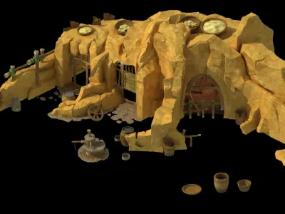 Game Mountain Building - Cave Dwelling 3 3D model