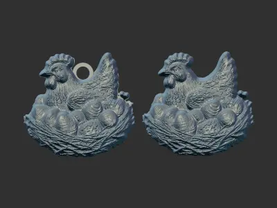chicken with full eggs  3D print model