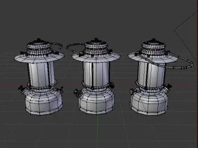 Lamp model three lanterns Low-poly 3D model