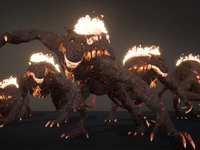 Hell Hound Low-poly game engine ready 3D model Low-poly 3D model