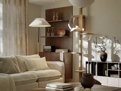 Mid Century interior scene 3D model