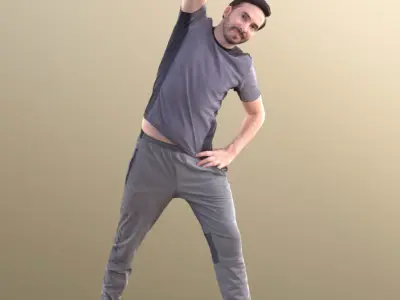 Anselmo 10225 - Stretching Sport Man Low-poly 3D model