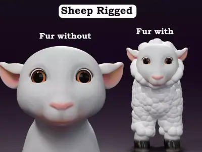 Cartoon Sheep Rigged  Low-poly 3D model