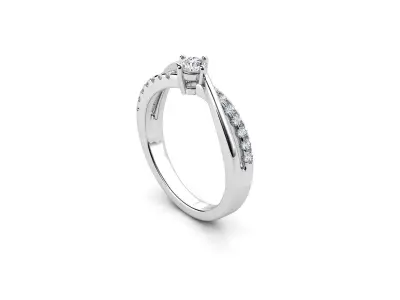 ZDR073 diamond engagement ring gold 3D print model