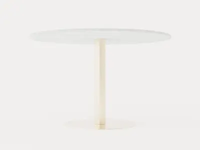 Capri Dining Table 120 Cm Around Marble White Brushed Brass Low-poly 3D model